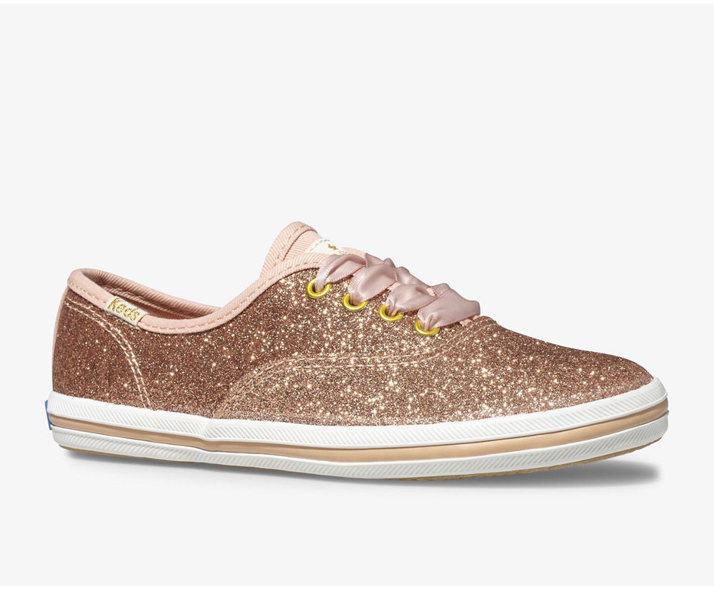 Tenis Keds Niña Rosas Dorados - Kate Spade New York Champion Glitter - 6597-ZHVER